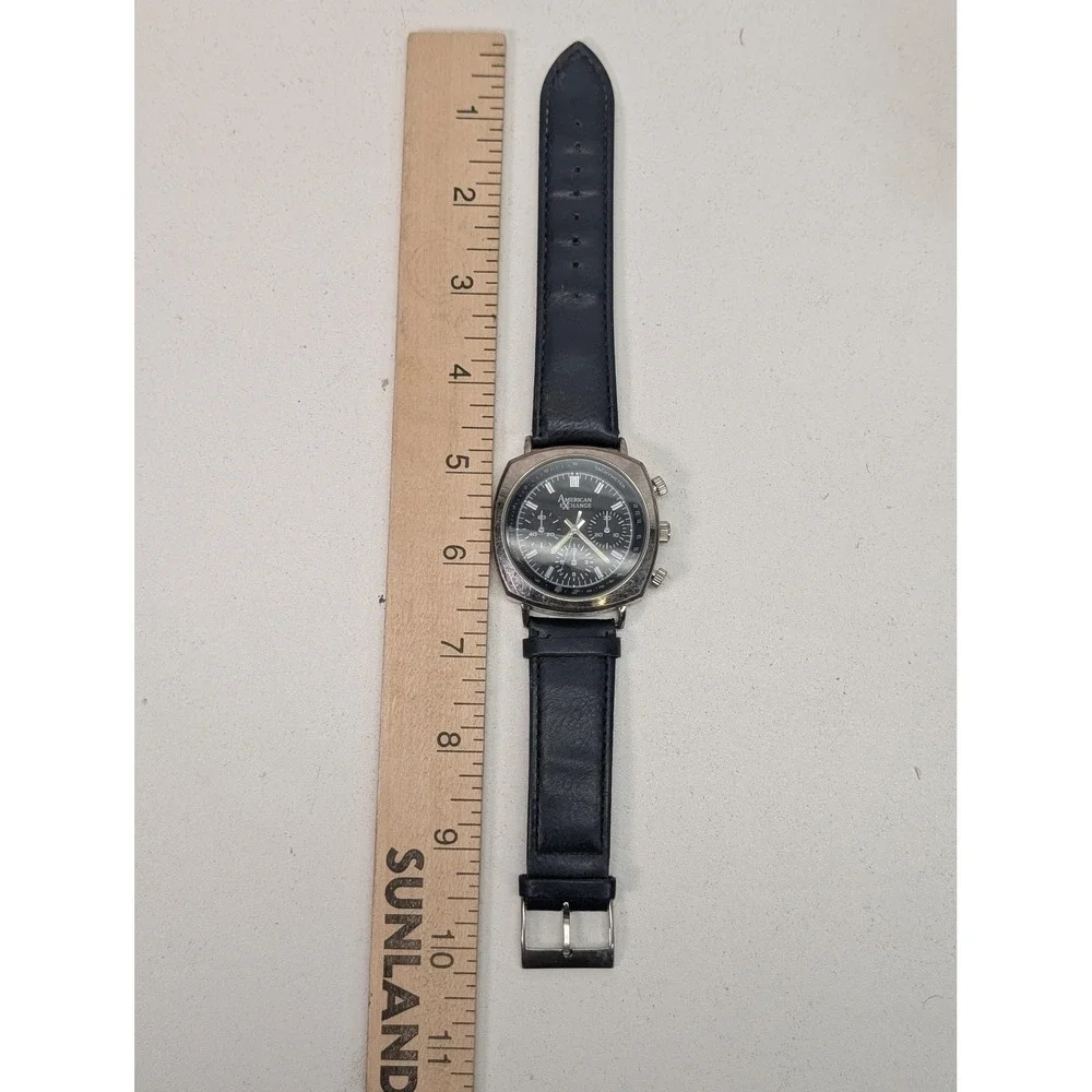 American Exchange Mens Watch 5573 Black Dial Quartz Chronograph Tachymeter